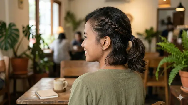 Model Rambut Pendek Wanita Diikat (Foto: Gemini AI)