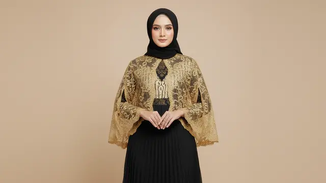 Model Gamis Batik Brokat Warna Hitam Gold Terbaik. Gemini