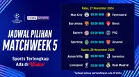 Jadwal dan Link Siaran Langsung Liga Champion 2024/2025 Matchweek 5 di Vidio