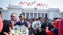 Sebelumnya, para calon perwira remaja (Capaja) yang dilantik diambil sumpah yang menyesuaikan dengan masing-masing agama. (YASUYOSHI CHIBA/AFP)