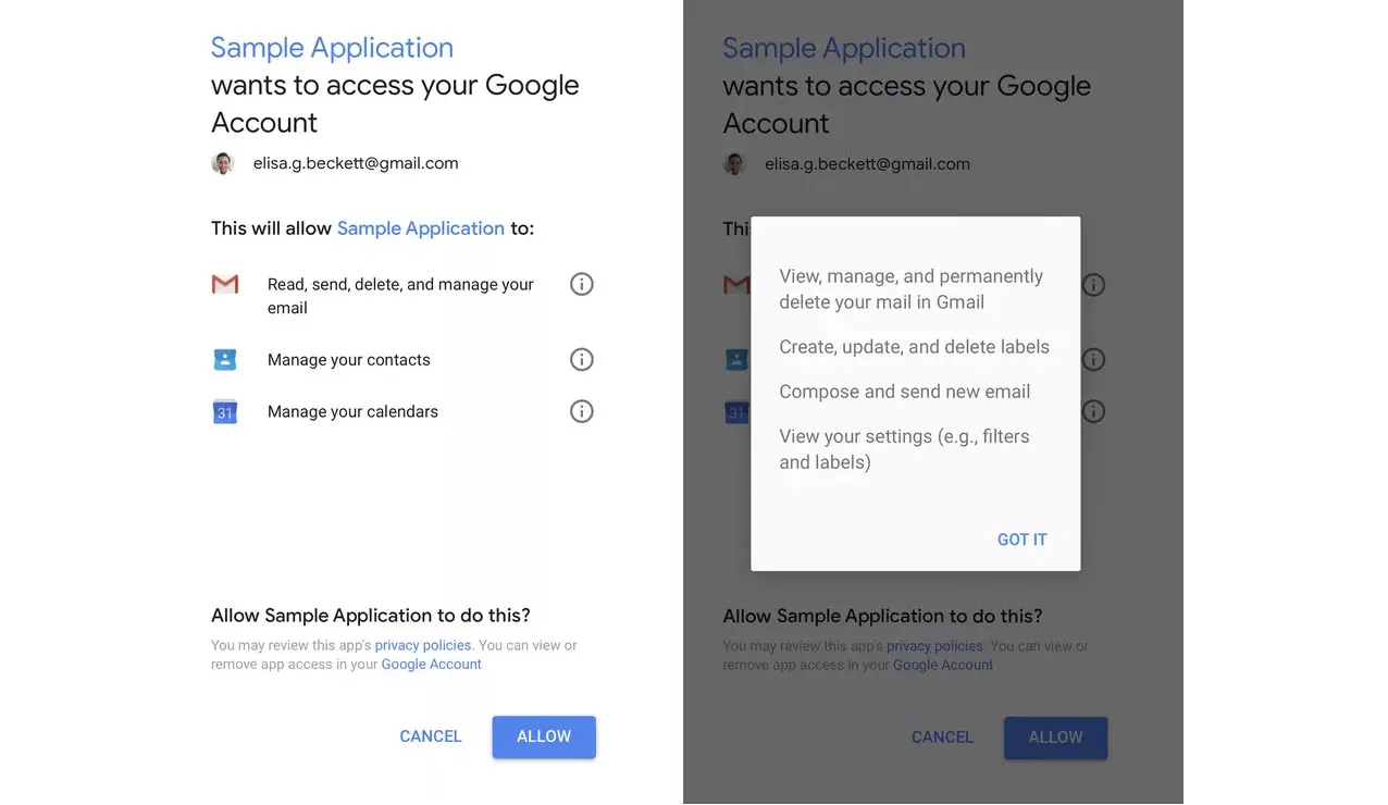 Permintaan akses Gmail oleh aplikasi pihak ketiga (Foto: The Verge)