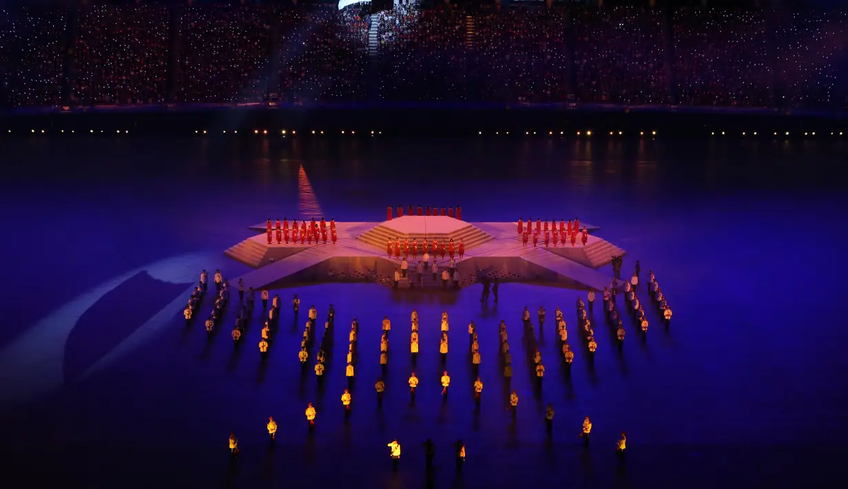 Atraksi Pembukaan SEA Games Singapore 2015 di National Stadium, Singapura, Jumat (5/6/2015). Sebuah parade disajikan saat Pembukaan SEA Games Singapore 2015. (Reuters)