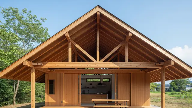 Desain Rumah Minimalis di Desa dengan Atap Limasan dan Sentuhan Kayu Alami