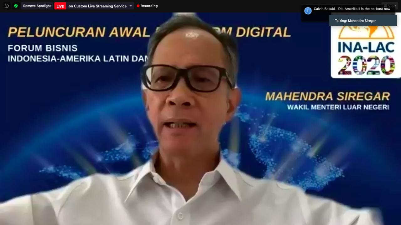 Peluncuran platform digital untuk pengusaha guna meningkatkan diplomasi ekonomi oleh Wamenlu Mahendra Siregar.