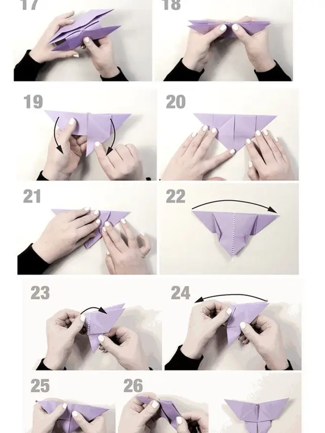 Cara membuat origami kupu-kupu: Model kedua