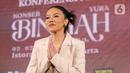 Penyanyi Yura Yunita usai memberi keterangan terkait konser bertajuk “Bingah” di Jakarta, Jumat (31/1/2025). (Liputan6.com/Herman Zakharia)