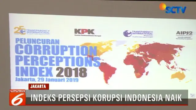 Dalam paparan di Gedung Merah Putih KPK (Komisi Pemberantasan Korupsi), disampaikan skor Indonesia juga naik satu poin dari 37 menjadi 38.