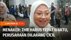 Menteri Ketenagakerjaan, Ida Fauziyah menyebut pembayaran tunjangan hari raya atau THR paling lambat 7 hari sebelum Hari Raya Idul Fitri. Perusahaan dilarang mencicil pembayaran THR, untuk itu Pemerintah akan membuka posko pengaduan jika ada perusaha...