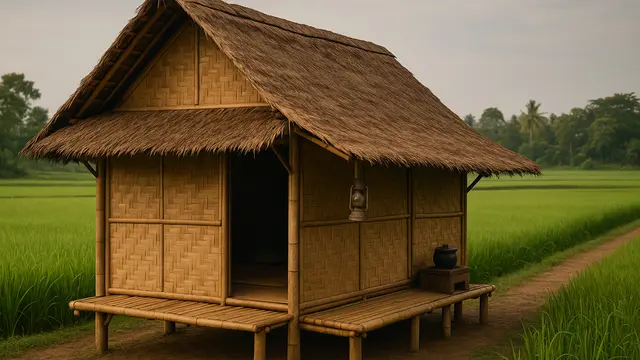 Rumah Lawas dari Anyaman Bambu Sederhana Penuh Kenangan (Foto: ChatGPT)