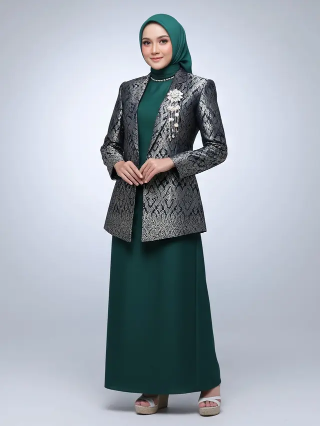 Gaya Hijab yang Cocok untuk Gamis Blazer Brokat/ Ilustrasi AI