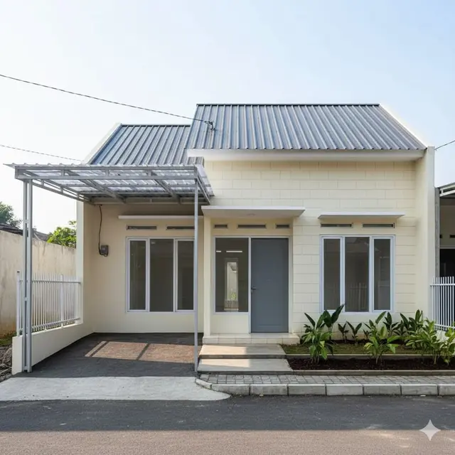 Rumah dengan Atap Pelana & Carport Sederhana