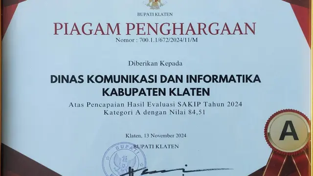 Piagam Penghargaan.