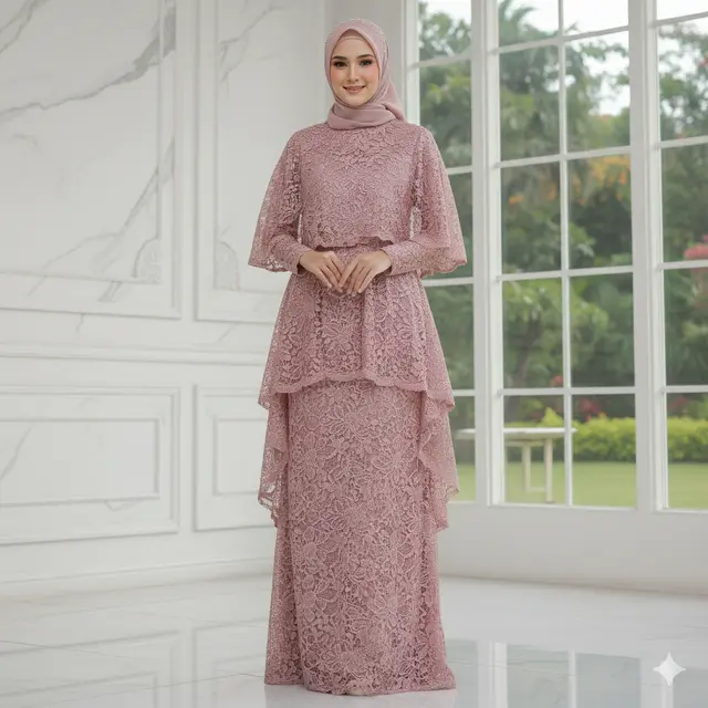 8 Model Gamis Full Brokat Terbaru, Desain Mewah dengan Potongan Modern