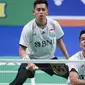 Fajar Alfian/Muhammad Rian Ardianto yang diunggulkan di posisi ke-5 harus berhadapan dengan kompatriotnya Marcus Fernaldi Gideon/Kevin Sanjaya Sukamuljo sebagai unggulan kedua di partai pamungkas usai keduanya sama-sama mengalahkan pasangan Malaysia di laga semifinal. (AFP/Ritzau Scanpix/Claus Fisker)