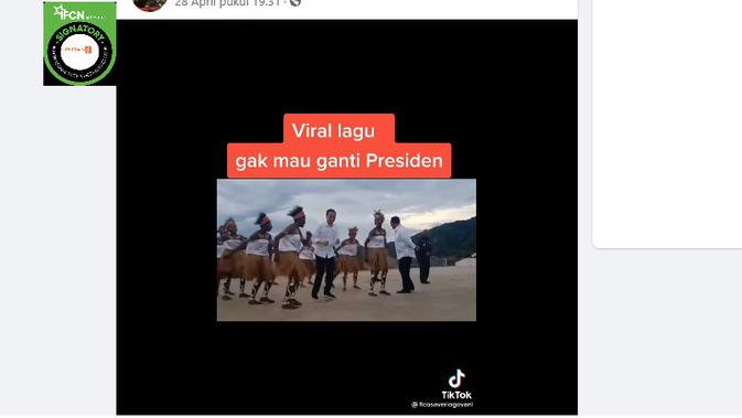 Cek Fakta Liputan6.com menelusuri klaim video Jokowi menari lagu nggak mau ganti presiden