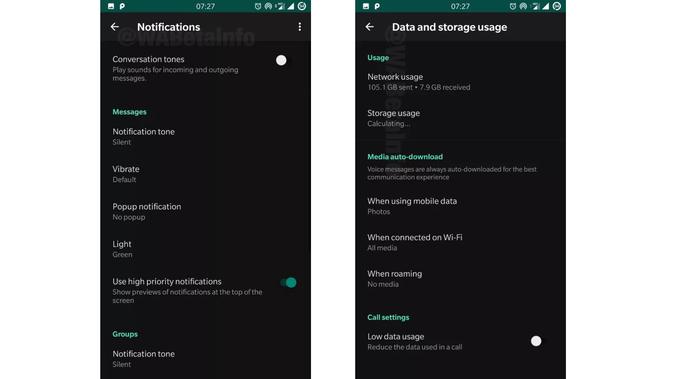 Dark Mode di WhatsApp untuk Android (Foto: @WABetaInfo)