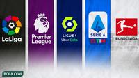 Ilustrasi - Logo La Liga, Premier League, Lique 1, Serie A, Bundesliga (Bola.com/Adreanus Titus)