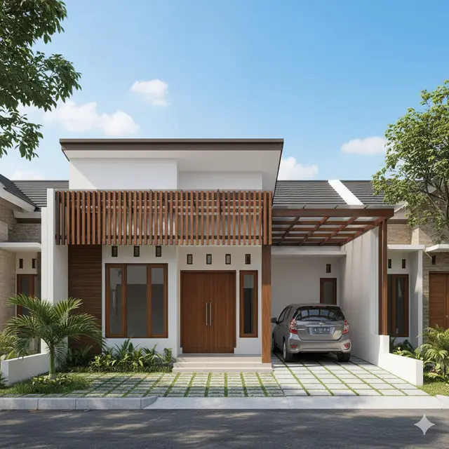Rumah Atap Datar Modern Gaya Kontemporer. Gemini
