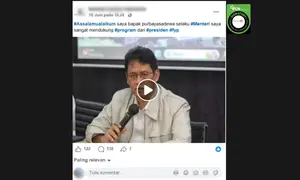 Cek Fakta Liputan6.com mendapati klaim video Menkeu Purbaya Yudhi Sadewa mengumumkan dana bantuan pensiunan. (Foto: Tangkapan layar Facebook)