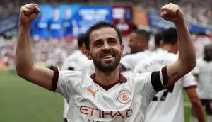 Bernardo Silva yang kini tengah menjalani musim ketujuh bermain di Premier League bersama Manchester City hingga kini telah mengoleksi total 39 assist di Premier League Liga Inggris dari 213 laga hanya bersama The Citizens. Manchester City mendatangkannya pada awal musim 2017/2018 dari AS Monaco dengan nilai transfer 50 juta euro. (AFP/IKImages/Ian Kington)