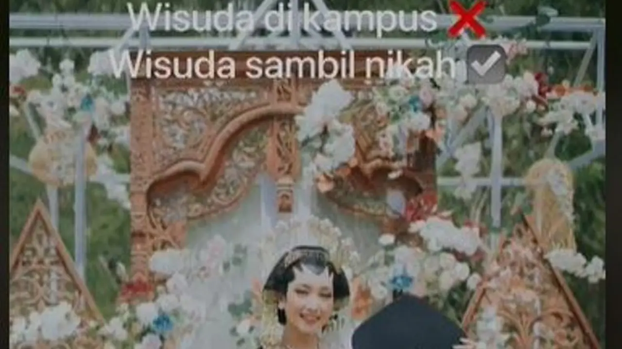 Viral Wanita Menikah Sambil Wisuda Online di Hari yang Sama