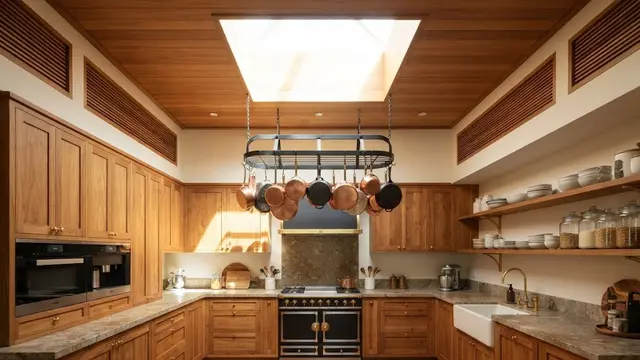 Dapur dengan Kitchen Set Bentuk U dan Skylight