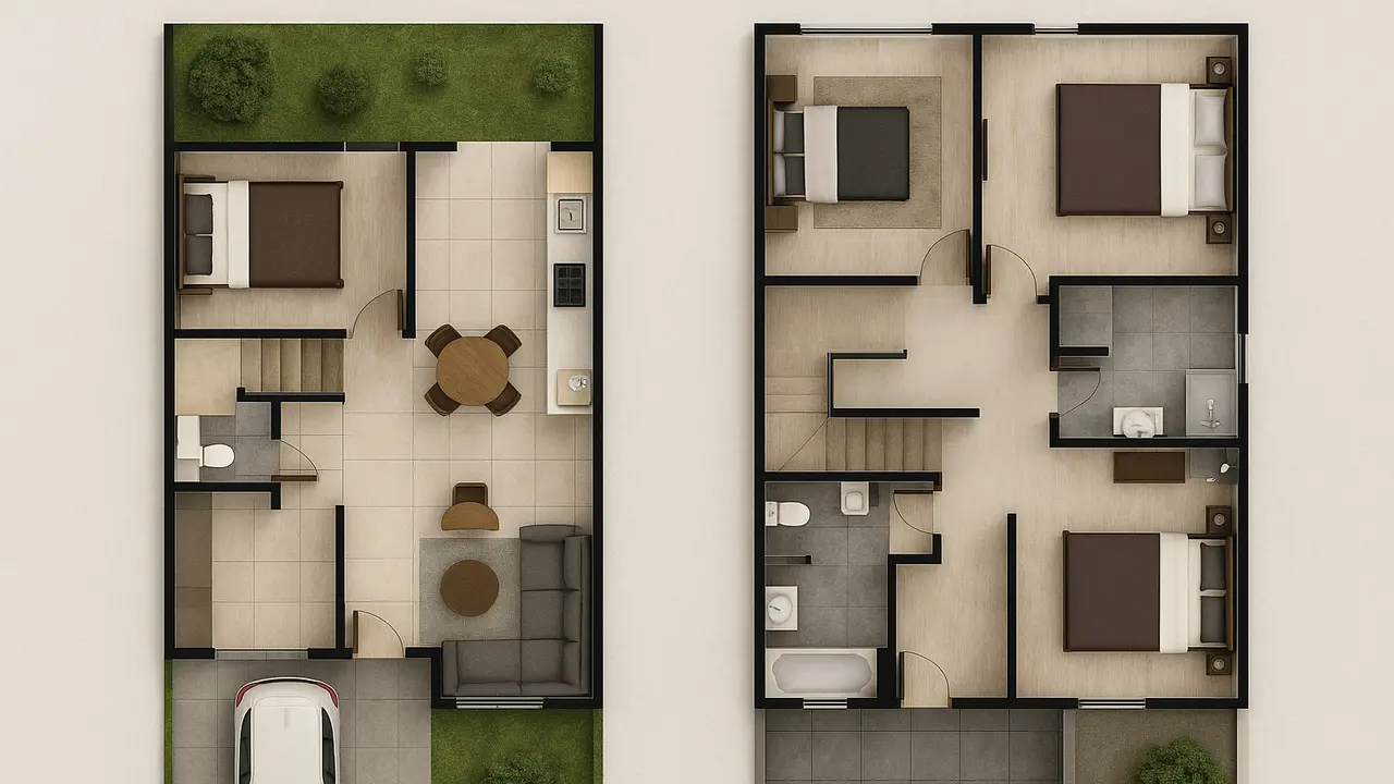 Denah Rumah Minimalis 3 Kamar 2 Lantai