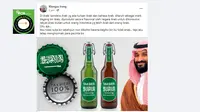 Cek Fakta Liputan6.com menelusuri klaim Arab Saudi memproduksi bir bermerek Takbier