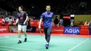 <p>Pebulu tangkis ganda putra Indonesia, Mohammad Ahsan (kanan) dan Hendra Setiawan saat berlatih menjelang turnamen Indonesia Masters 2025 di Istora Senayan, Jakarta, Senin (20/01/2025). (Bola.com/Bagaskara Lazuardi)</p>