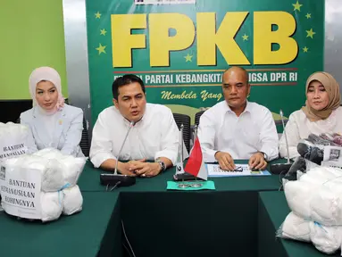 Fraksi Partai Kebangkitan Bangsa (FPKB) DPR RI menggelar konferensi pers terkait pemberian bantuan kepada etnik Rohingya yang terdampar di Aceh, Jakarta, Selasa (26/5/2015). (Liputan6.com/Helmi Afandi) 