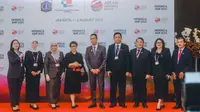 Menteri Luar Negeri (Menlu) RI Retno Marsudi memamerkan pembangunan Ibu Kota Negara atau IKN Nusantara kepada delegasi dan kepala daerah se-ASEAN dalam acara Meeting of Governors and Mayors of ASEAN Capitals (MGMAC) and ASEAN Mayors Forum (AMF) 2023 yang digelar di Hotel Fairmont, Senayan, Selasa (1/8/2023). (Istimewa)