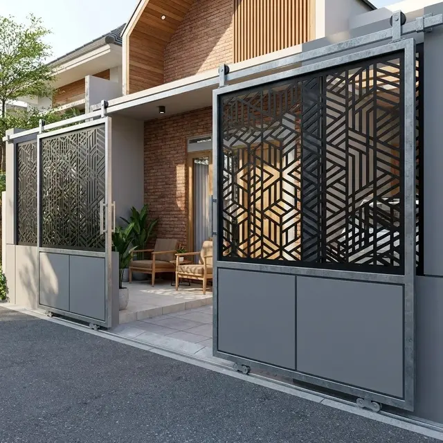 Pagar Rumah Kombinasi Besi Galvanis dan Panel GRC