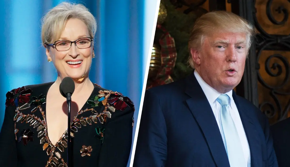 Meryl Streep menyindir Donald Trump yang mengejek salah satu jurnalis yang miliki disabilitas. Trump pun kesal dan mengatakan Meryl Streep adalah aktris yang ternyata tak sehebat itu. (CNN)