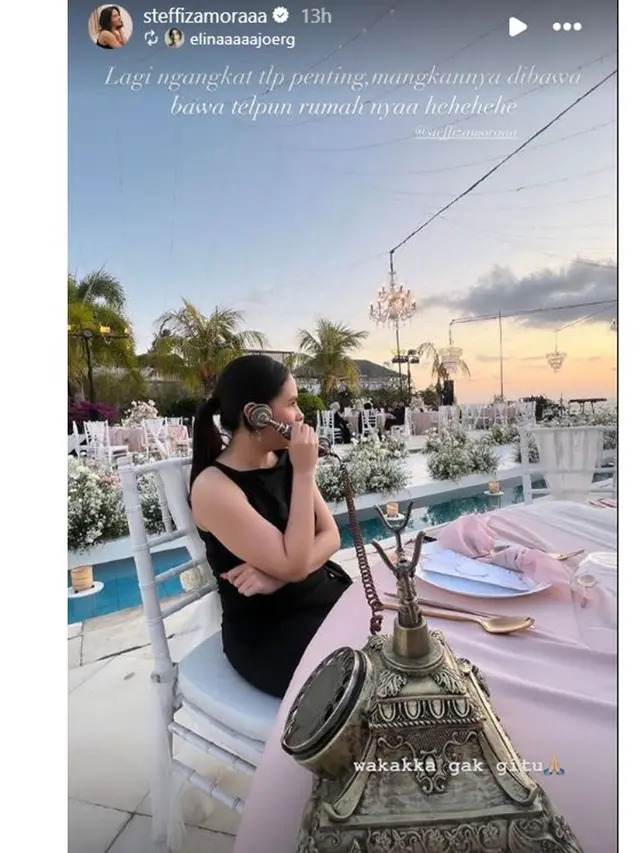 6 Potret Steffi Zamora Hadiri Resepsi Nikah Salshabilla Adriani di Bali, Menawan