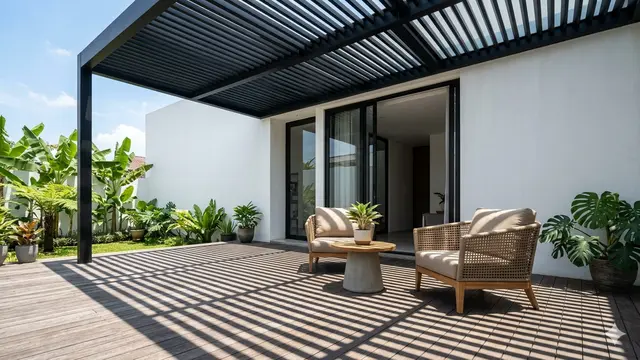 Inspirasi Kanopi Teras Rumah dengan Rangka Hitam Doff ala Rumah Urban