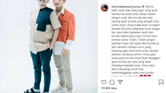 Betrand Peto - Ruben Onsu (Foto: Instagram/@betrandpetoputraonsu)