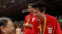 Ganda campuran Indonesia berhadapan dengan pasangan Malaysia. 