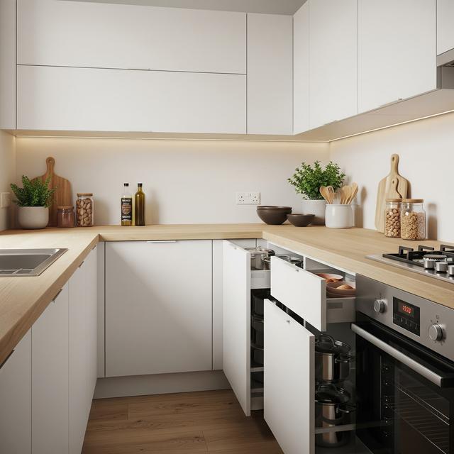 Dapur 2x2 Meter Rumah Type 36 dengan Konsep Japandi dan Hidden Storage