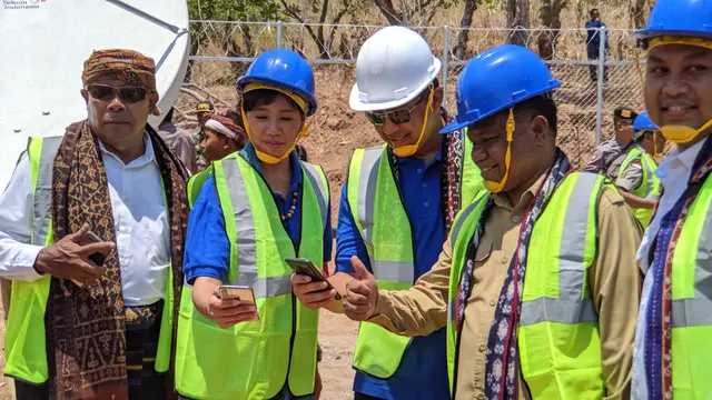 Peresmian BTS USO XL Axiata di Desa Aewora, Kecamatan Maurole, Kabupaten Ende, NTT. Liputan6.com/Yuslianson