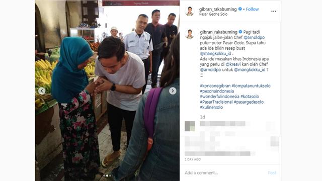  Gibran Rakabuming tak jarang membagikan beragam kegiatan melalui akun Instagram pribadi Keliling Pasar Gede Solo, Gibran Rakabuming Pakai Kaus dan Sandal Jepit
