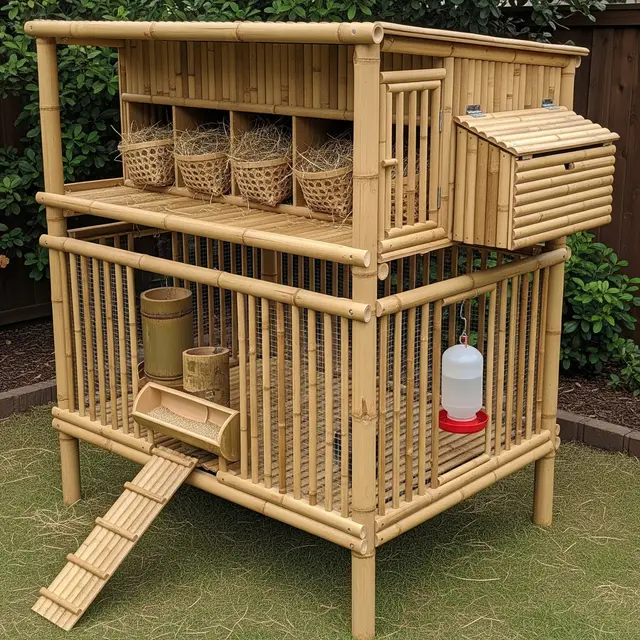Kandang Ayam Bambu Murah tapi Modern untuk Ternak Rumahan Modal Kecil (Image by Gemini AI)