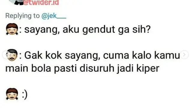 jawaban nyeleh pria saat ditanya berat badan (foto: Twitter/@twider.id)