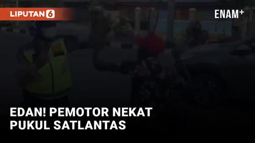 VIDEO: Pemotor Serang Polisi saat Dihentikan karena Diduga Langgar Peraturan