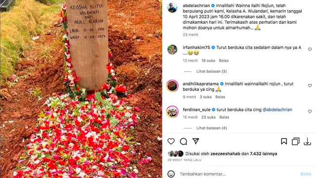 Abdel Achrian Ungkap Penyebab Meninggal Putri Pertamanya, Karena Sakit. (instagram.com/abdelachrian)