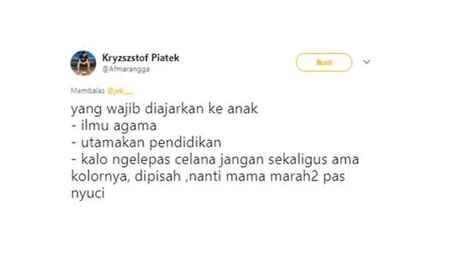 Cuitan kocak (Sumber: Twitter/@Afmarangga)