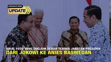 Beredar di media sosial postingan foto yang diklaim serah terima jabatan dari Presiden Jokowi ke Anies Baswedan. Postingan foto yang diklaim serah terima jabatan dari Presiden Jokowi ke Anies Baswedan ternyata tidak benar. Faktanya, foto tersebut dia...