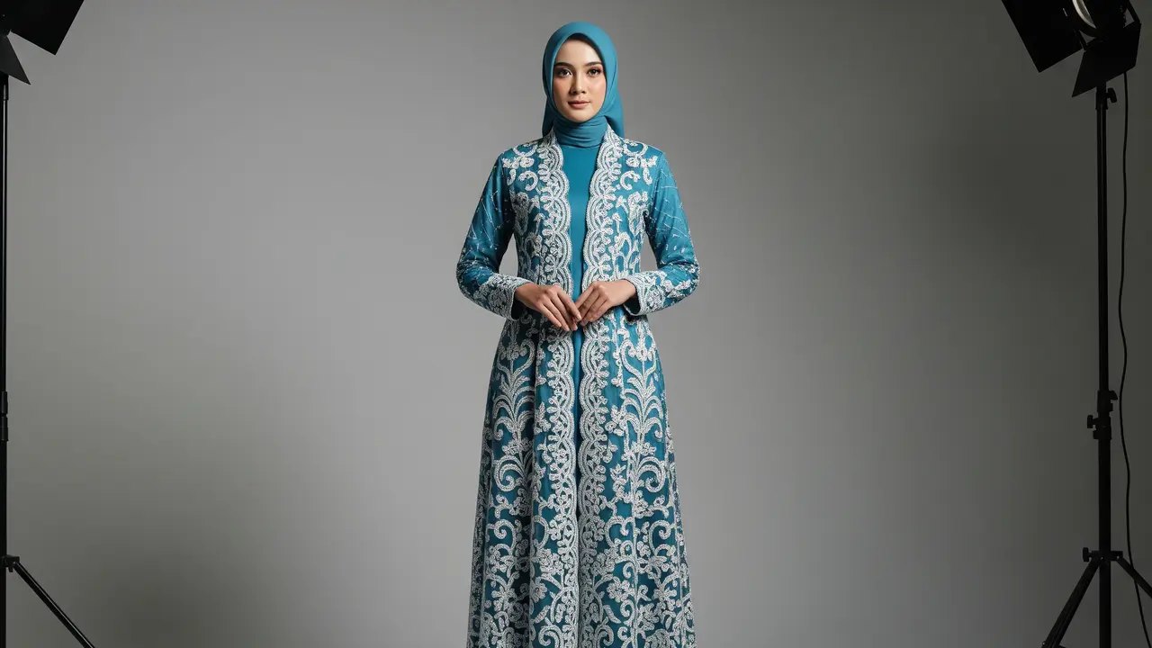 Model Gamis Warna Biru Teal untuk Ramadan 2026
