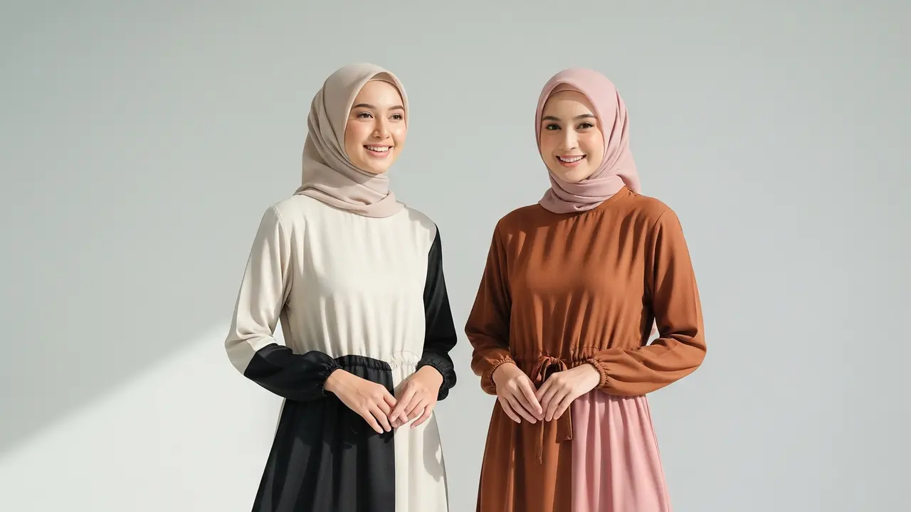 10 Model Baju Gamis Dua Warna Terbaru 2025: Inspirasi Fashion Muslim Kekinian