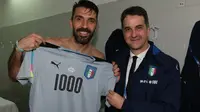 Kiper Timnas Italia, Gianluigi Buffon jalani laga ke-1000 sepanjang kariernya (Foto: Twitter)