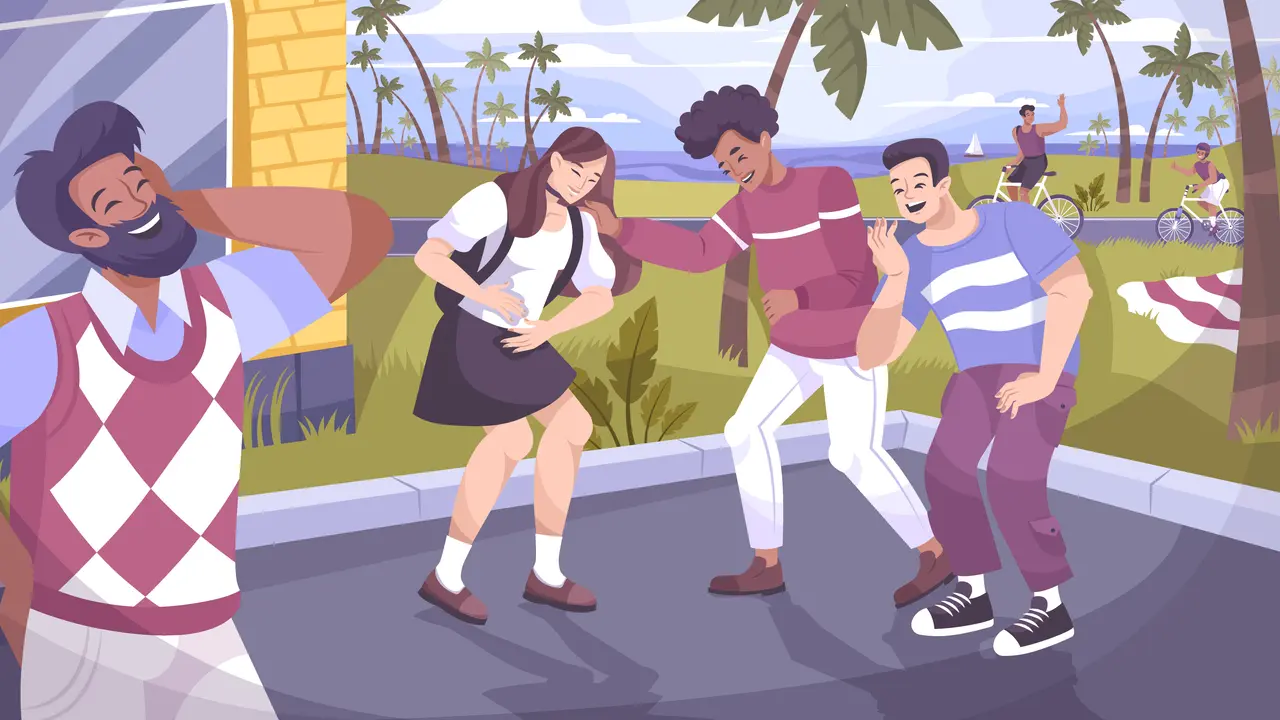 Ilustrasi lucu, tertawa.